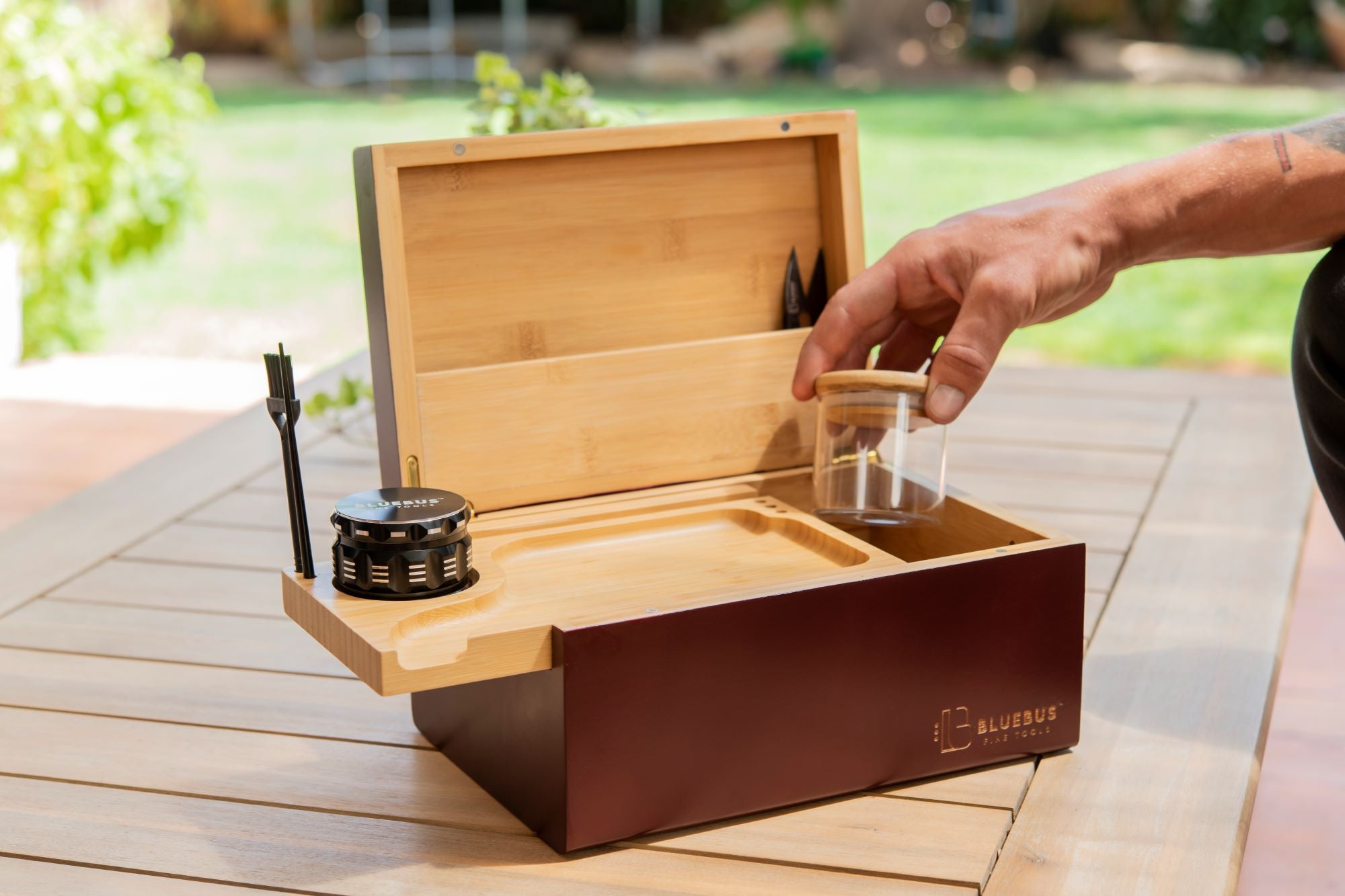 Stash Box Discovery Premium Bamboo Storage Chest with store Movable Tray